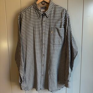 Columbia Men’s Button Down Black & Cream Plaid Flannel Long Sleeve Shirt XXL